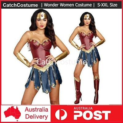 #ad Ladies Wonder Woman Super Hero Fancy Dress Halloween Superhero Costume AU $36.21