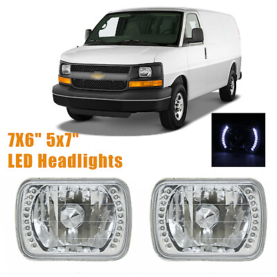 #ad Pair 7X6quot; 5x7quot; LED Headlights Square For Chevy Express Cargo Van 1500 2500 3500 $19.99