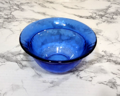 #ad Vintage Cobalt Blue 5.5” Wide Glass Cereal Soup Salad Bowl $10.16