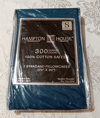 #ad Hampton House 100% Cotton sateen 2 Standard Pillowcases New $18.75
