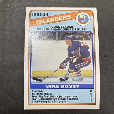 #ad 1984 O Pee Chee Hockey Mike Bossy New York Islanders Goal Leaders Card #362 $3.75