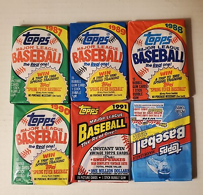 #ad LOT OLD UNOPENED VINTAGE TOPPS BASEBALL CARDS IN PACKS 6 PACKS 90 CARDS $21.00