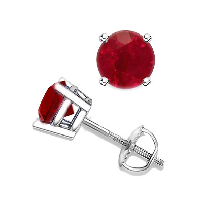 #ad .925 Sterling Silver Round Lab Created Ruby Stud Screw Back Earrings $39.95