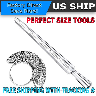 #ad Metal Ring Sizer Guage Mandrel Finger Sizing Measure Stick Standard Jewelry Tool $5.49