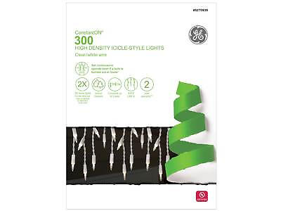 #ad NEW GE Constant ON 300 High Intensity Icicle Lights White FREE SHIP $35.00