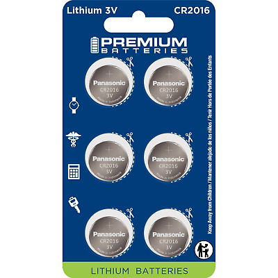 #ad Panasonic CR2016 Premium Batteries 3V Child Safe Lithium Coin Cell 6 Count $5.96
