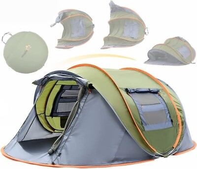 #ad Camping Tent 4 Person Easy Pop Up Tent with 2 Doors UPF50 Waterproof $69.99