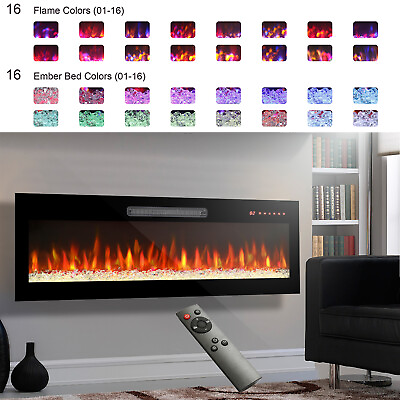 #ad 60 Inch LED Electric Fireplace Wall Mountamp;Recessed Fireplace Heater with Remote $292.33