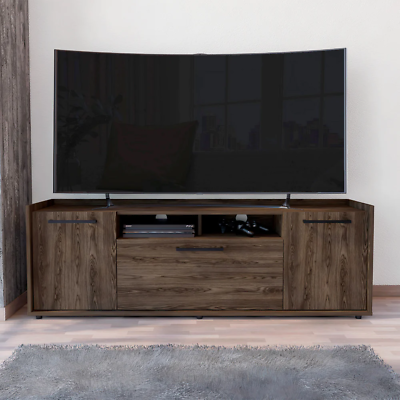 #ad Tv Stand for Tv´S up 55quot; Dext One Cabinet Double Door Dark Walnut Finish $201.99