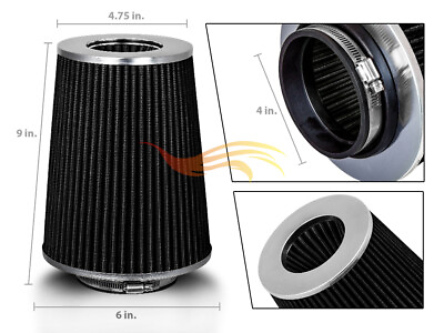 #ad BLACK 4quot; 102mm Inlet Truck Air Intake Cone Replacement Quality Dry Air Filter $23.99