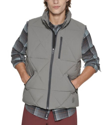 #ad New Bass Outdoors Mens Sz Medium Glacier Hiking Diamond Quilted Vest Gray NWT $28.49