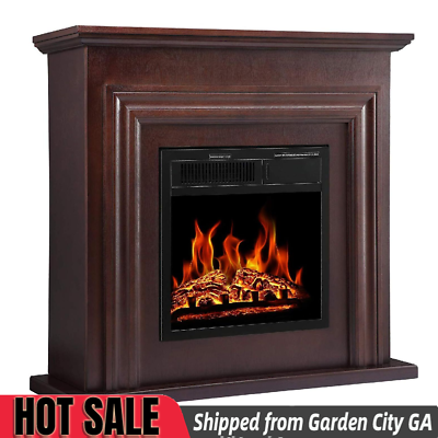 #ad 36#x27;#x27; Walnut Brown Electric Fireplace with Mantel Package Heater from GA 31408 $340.99