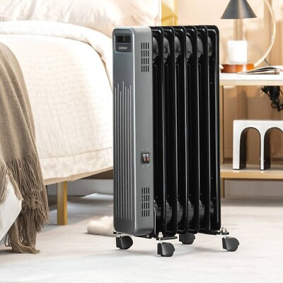 #ad 1500W Oil Filled Radiator Heater Portable Electric Space Heater for Home amp;Office $71.96