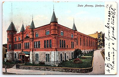#ad 1907 State Armory Building Yonkers New York Historical Landmarks Posted Postcard $13.97