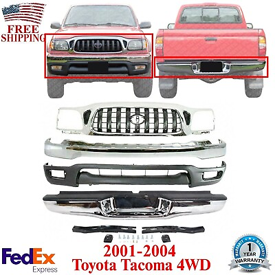 #ad Front amp; Rear Bumper Chrome Grille Lower Valance For 01 04 Toyota Tacoma 4WD $635.98