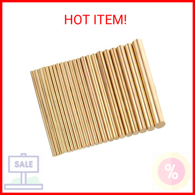 #ad 24 Pieces Brass Rods round Solid Brass Stock Pin Assorted Diameter 1.5 8 mm $12.81