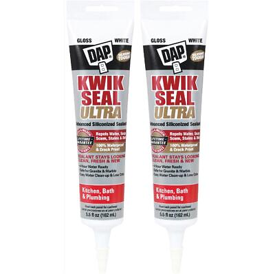 NEW Kwik Seal Ultra 18914 DAP Kitchen amp; Bath Adhesive Caulk Gloss White x2 $11.39