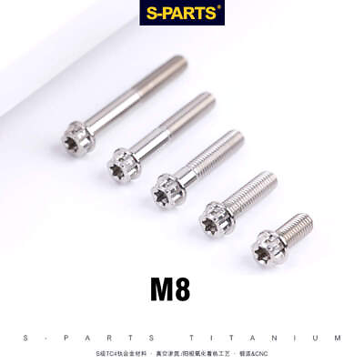#ad 2x M8 x10 120mm Standard Titanium Flange bolts screws Gray for motorcycle $65.90