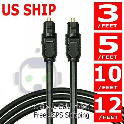 #ad Toslink Optical Cable Digital Audio Sound Fiber Optic SPDIF Cord Wire Dolby DTS $5.75