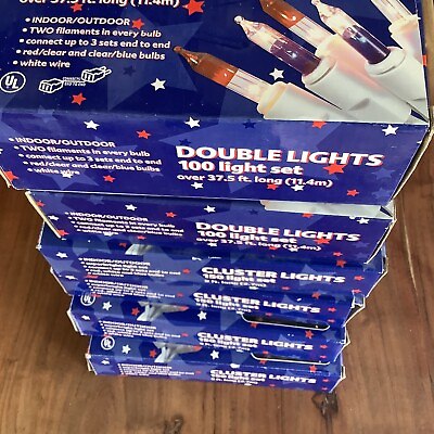 #ad 800 NOMA Patriotic July 4th Cluster amp; Double Light Set Indoor Outdoor $30.39