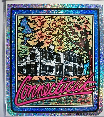 #ad Connecticut State Vinyl Reflective Souvenir Decal with Glitter $2.21