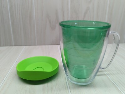 #ad Tervis Clear amp; Colorful Insulated Tumbler 16oz Mug green w lime green lid $14.99