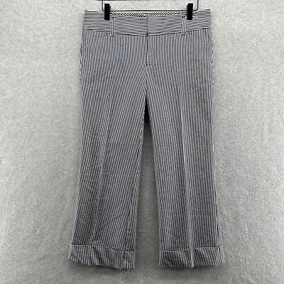 #ad VTG Old Navy Women#x27;s Blue Striped Wide Leg Chinos Low Rise Cuffed Pants Size 8 $7.74