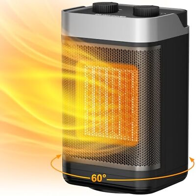 #ad Space Heater Indoor 1500W Portable Heater 60°Oscillating 12 Inch Black $35.99