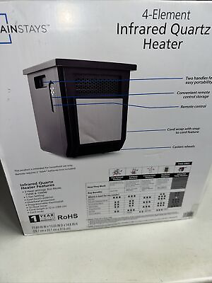 #ad Mainstays 1500W Freestanding 4 Element Infrared Cabinet Space Heater Black $80.00