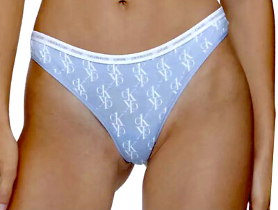 #ad CALVIN KLEIN CK One Cotton Lt Amethyst Blue White Thong Panty Women M 6 L 7 XL 8 $10.42