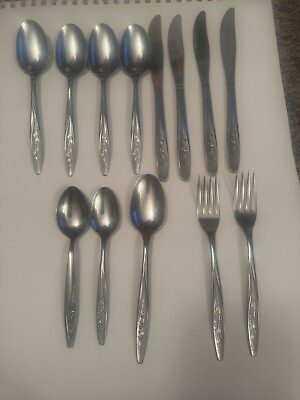 #ad Radiant Rose Textured Superior Stainless Steel Flatware set 13 $35.00