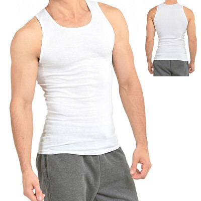 #ad 3 or 6 Packs Mens Cotton TankTop AShirt WifeBeater Undershirt Ribbed Muscle $9.85