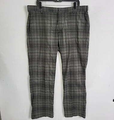 #ad Nike Golf Performance Pants Men Gray 38x32 Flat Chino Straight Plaid Athletic $21.73