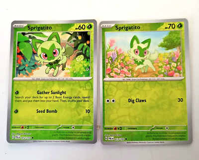 #ad Pokemon Cards 012 193 013 193 2x Reverse Holo Sprigatito Set Paldea Evolved NM M GBP 2.25