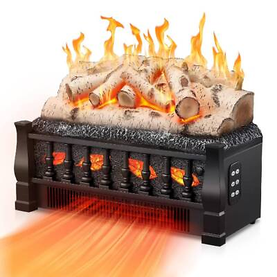 #ad 21 INCH 1500W Electric Fireplace Log Set Heater Whitish Gray logs from TX77521 $109.99