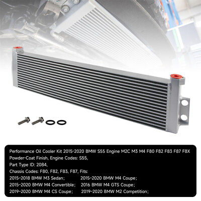 #ad Performance Oil Cooler For BMW M3 M4 M2 S55 F80 F82 F83 F87 F8X 2015 2020 Silver $202.99