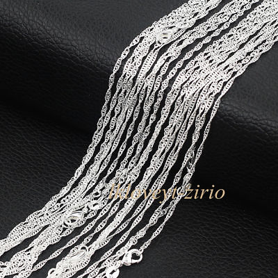 #ad Wholesale Lots 5Pcs 925 Sterling Solid Silver Water Wave Chain Necklace 16quot; 28quot; $4.69