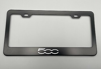 #ad Laser Engraved Fiat 500 Black License Plate Frame Stainless Steel fit $11.80