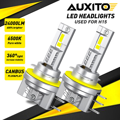 #ad 2x AUXITO LED H15 Bulbs High Beam DRL Daytime Running Headlight Kit White Lights $37.04