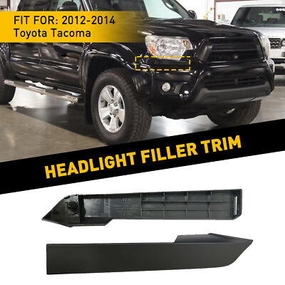 #ad 2x FIT FOR TACOMA 2014 2012 2013 HEADLIGHT FILLER TRIM RIGHT amp; LEFT PAIR BLACK $18.99