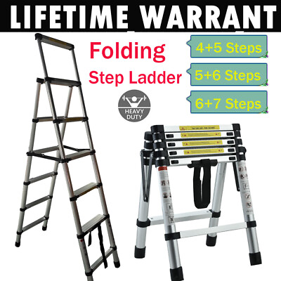 #ad Multi Purpose Aluminum Telescopic Ladder Folding Extension 45 56 67 Step $90.41