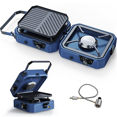 #ad 2 Burner Propane Camping Stove with Grill Foldable Camp Stove with 16000 BT... $243.62