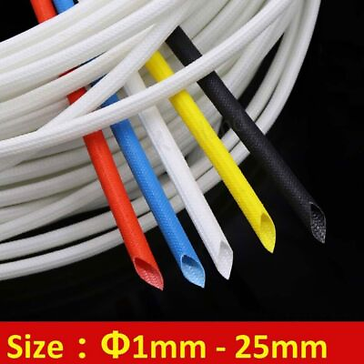 #ad Φ1mm 25mm Heat Resistant Sleeving Cable Wire High Temperature Sleeve 4 Colors $3.32