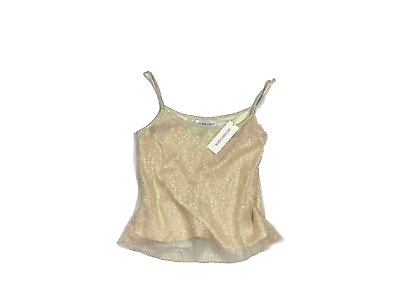 #ad Victor Costa NWT Womens Camisole Tank Top Gold Metallic Silk Blend Top Sz Large $28.00