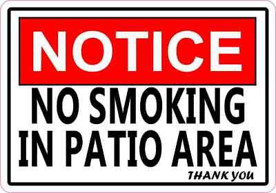 #ad 5in x 3.5in Red Notice No Smoking In Patio Area Magnet Vinyl Business Door Sign $10.99