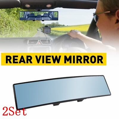 #ad 270MM Wide Convex Interior View Blue Tint Clip On Truck Rear Mirror US 2Set $26.99