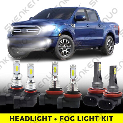 #ad For Ford Ranger 2019 2020 LED Headlight High LowFog Light Combo Bulbs Beam Kit $39.09