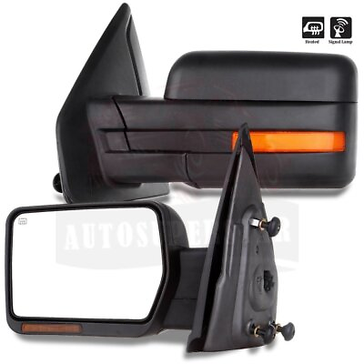 #ad Power Heated LED Signal Light Towing Side View Mirrors For Ford F150 Truck 07 14 $99.74