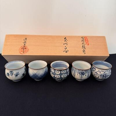 #ad Guinomi Sake cup Gen#x27;Emon Old Dyed Picture Change Small Sake Cup 5 Pieces 2 $103.99