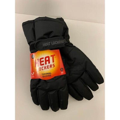 #ad NWT Heat Lockers Thermal Gloves Mens Winter Gloves Size Small Medium Black $13.00
